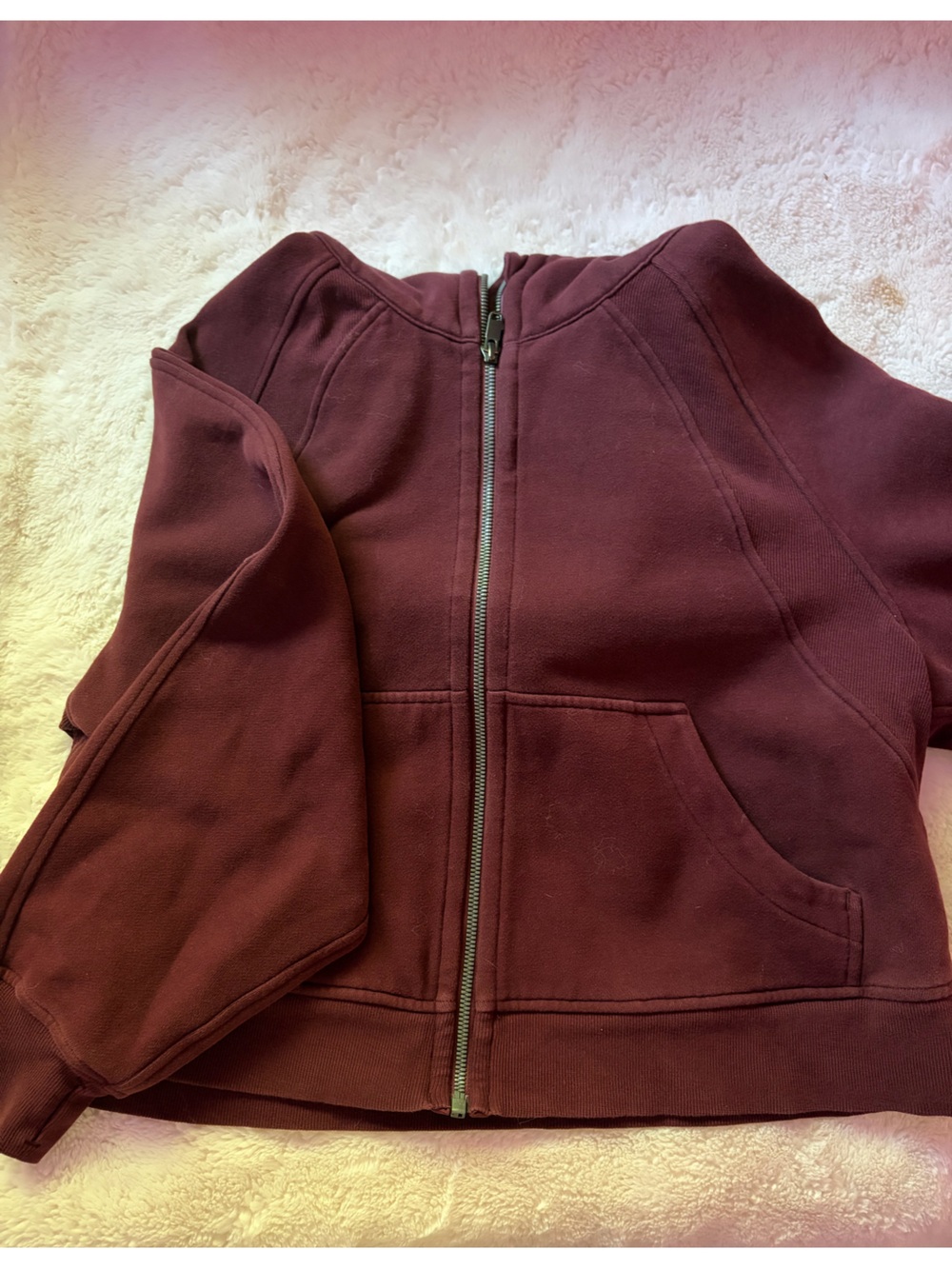 lululemon athletica Maroon Zip-Up Cropped Hoodie